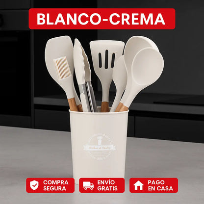SET 12 UTENSILIOS DE COCINA EN SILICONA