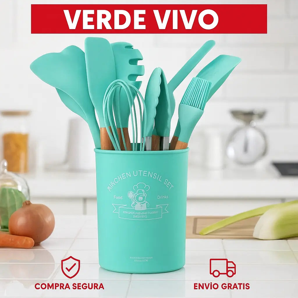 SET 12 UTENSILIOS DE COCINA EN SILICONA