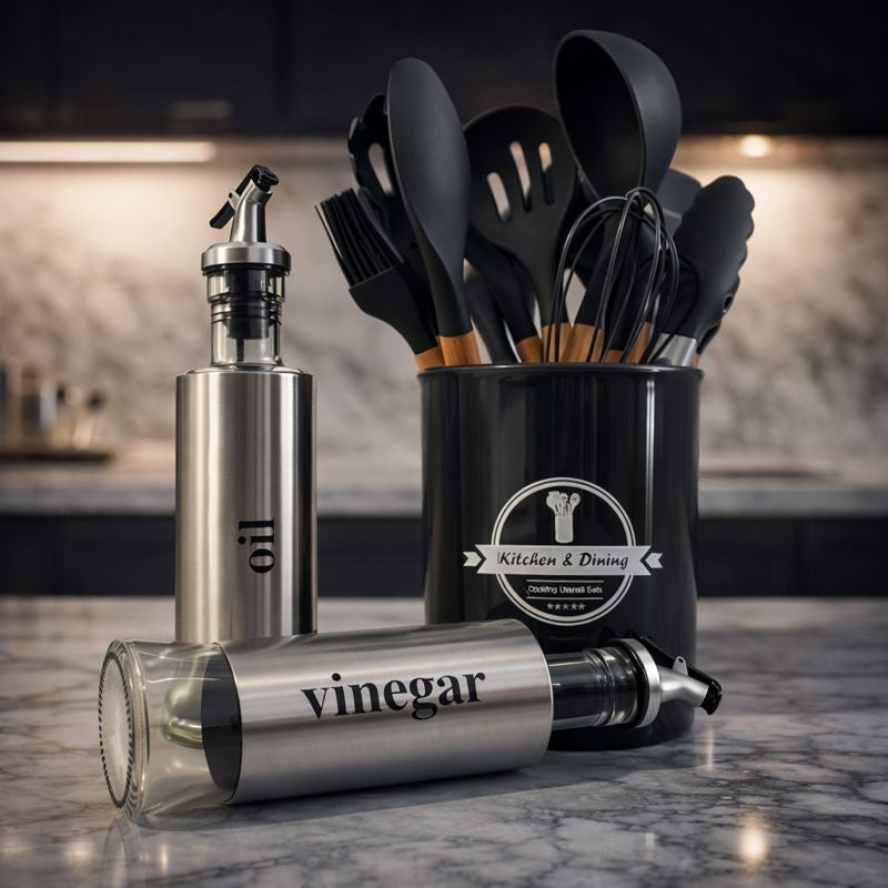 PROMOCOMBO: 10 Utensilios de Cocina + 2 Dispensadores Aceite y Vinagre