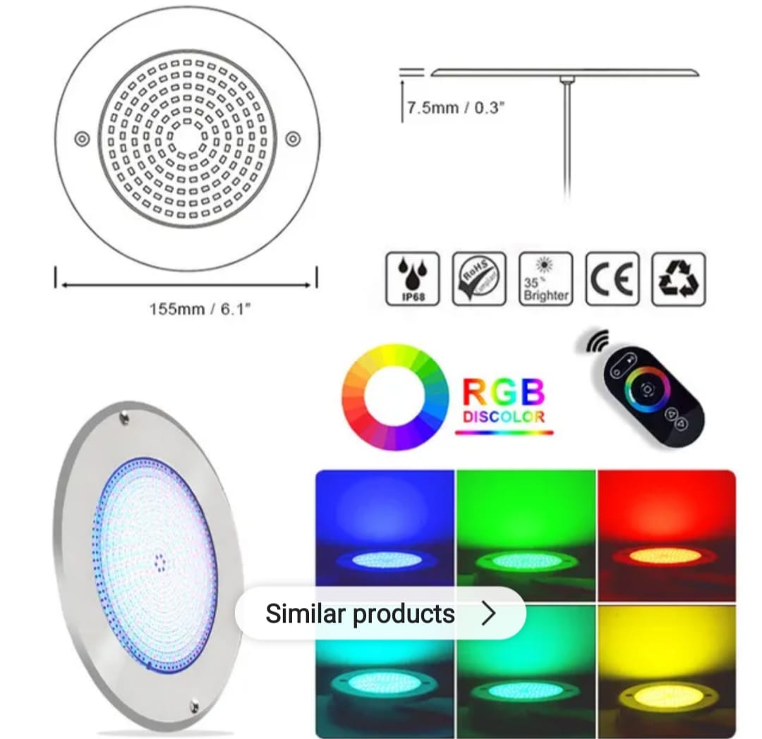 ✨Lámpara LED Ultrafina para Piscina - 35 Vatios RGB Multicolor