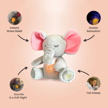 🦙✨ "Dulces Sueños con Nuestro Elefante de Peluche: 4 Modos de Respiración, Música y Luz para Relajar🎶💤"