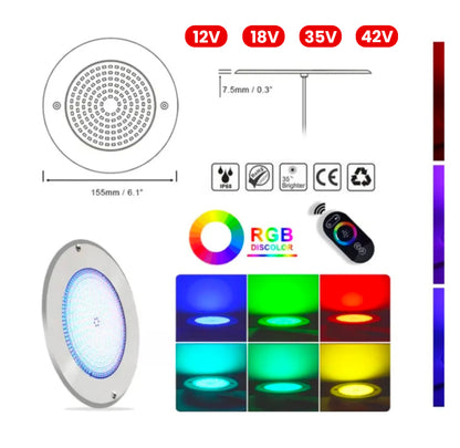 Lámpara PREMIUM LED Ultradelgada para Piscina  12V/ 18V / 35V / 42V RGB Multicolor