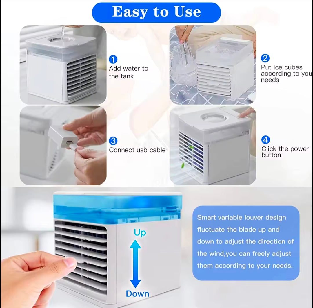 ❄️ ¡Refresca tu espacio al instante con el mini aire acondicionado más práctico! 🌬️