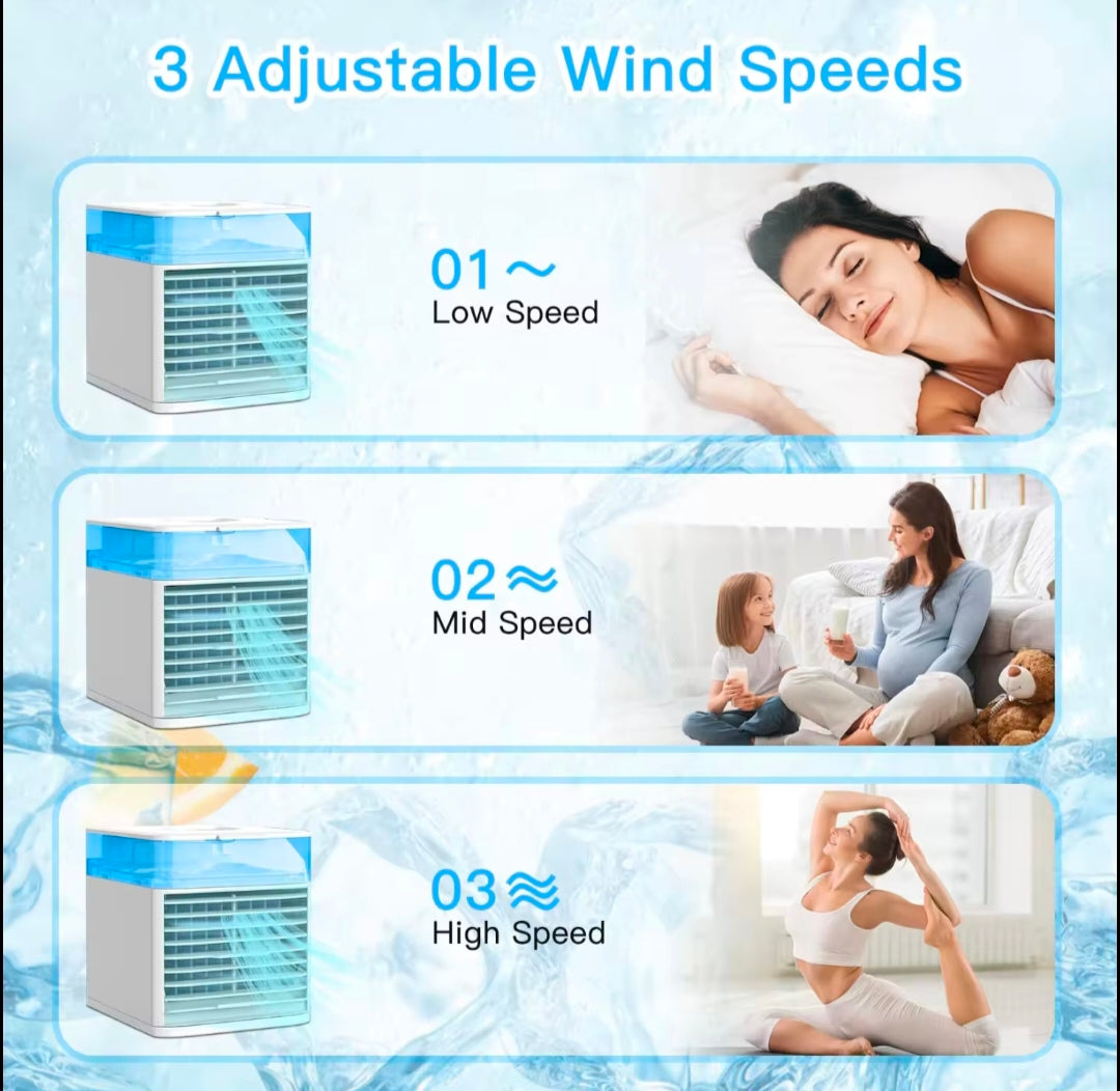 ❄️ ¡Refresca tu espacio al instante con el mini aire acondicionado más práctico! 🌬️