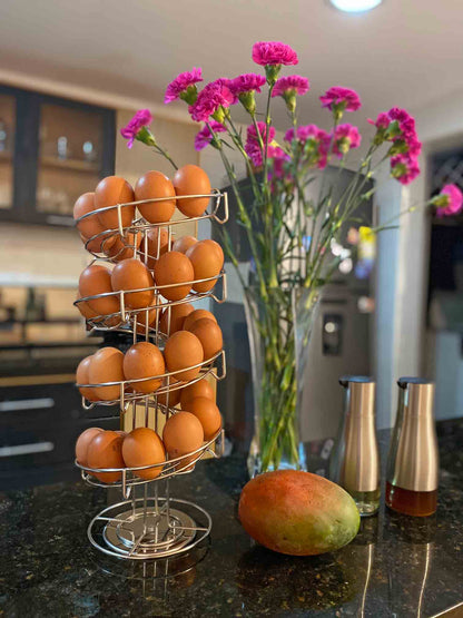 Máxima Elegancia y Organización: Rack de Acero Inoxidable para 30 Huevos